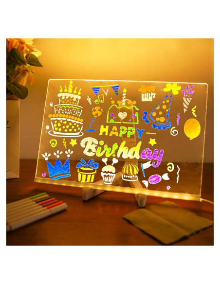 Tablero de Notas LED YSMNDE 30x20 cm con 7 Marcadores