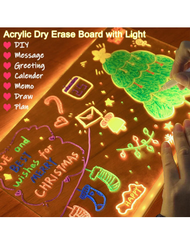 Tablero de Notas LED YSMNDE 30x20 cm con 7 Marcadores