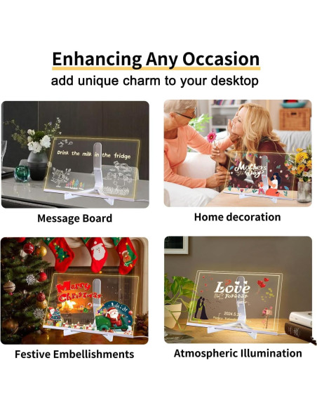 Tablero de Notas LED YSMNDE 30x20 cm con 7 Marcadores