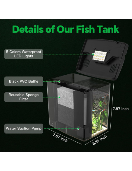Acuario Inteligente Sysencia 1.2 Galones con Filtro y LED