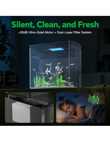 Acuario Inteligente Sysencia 1.2 Galones con Filtro y LED