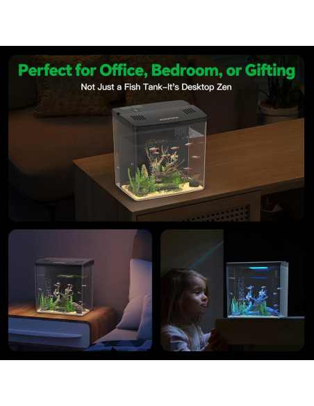 Acuario Inteligente Sysencia 1.2 Galones con Filtro y LED