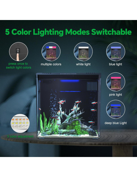 Acuario Inteligente Sysencia 1.2 Galones con Filtro y LED