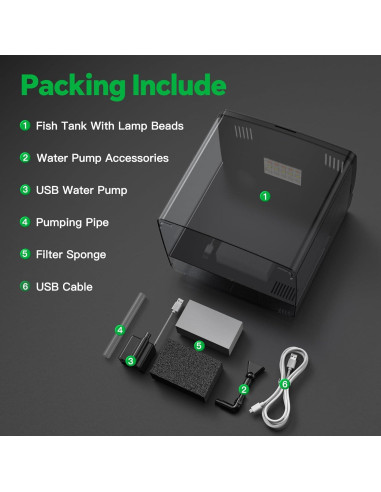 Acuario Inteligente Sysencia 1.2 Galones con Filtro y LED