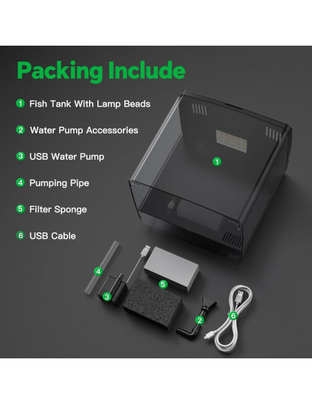 Acuario Inteligente Sysencia 1.2 Galones con Filtro y LED