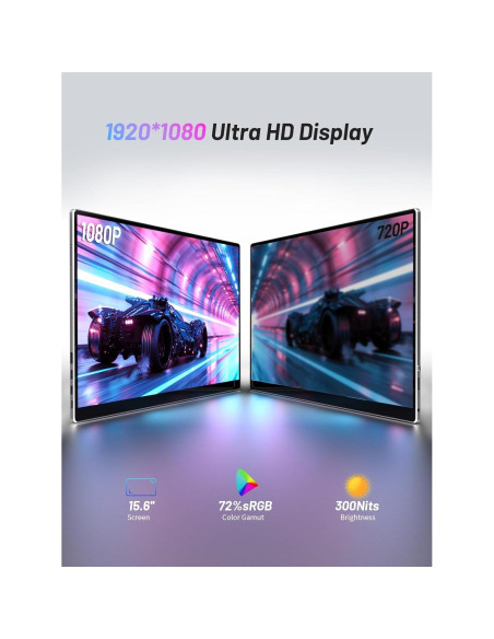 Monitor Portátil Táctil 15.6" FHD 1080P Sibolan con Altavoz Monitor Portátil Táctil 15.6" FHD 1080P Sibolan con Altavoz
