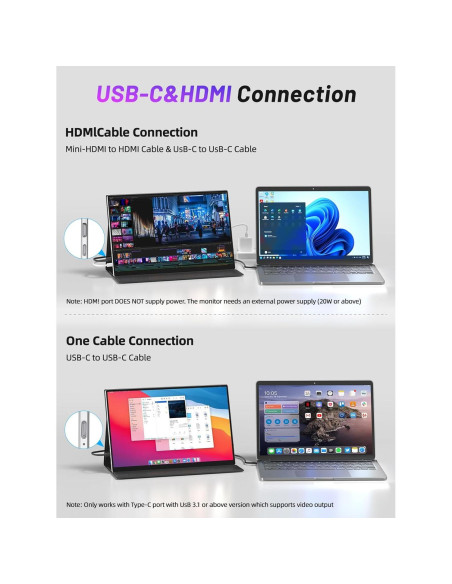 Monitor Portátil Táctil 15.6" FHD 1080P Sibolan con Altavoz Monitor Portátil Táctil 15.6" FHD 1080P Sibolan con Altavoz