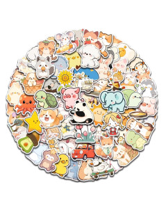 100 Stickers de Animales AOWDIAO para Niños - Vinilo Reutilizable