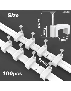 Clips de Cable de Clavo Easytle 100 Pcs 8mm para Ethernet y Coaxial 2
