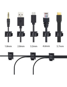 Viaky 30 Clips Negros Autoadhesivos para Gestión de Cables 2