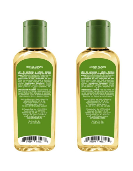 Aceite de Aguacate Jaloma 2 Botellas 118 ml Hidratante