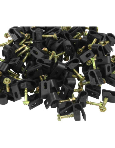 Clips de Tornillo para Cable Flexible Skywalker - 100 Piezas Negro