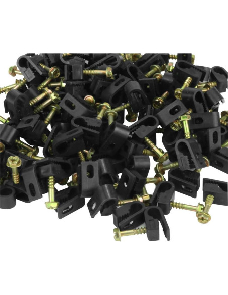 Clips de Tornillo para Cable Flexible Skywalker - 100 Piezas Negro