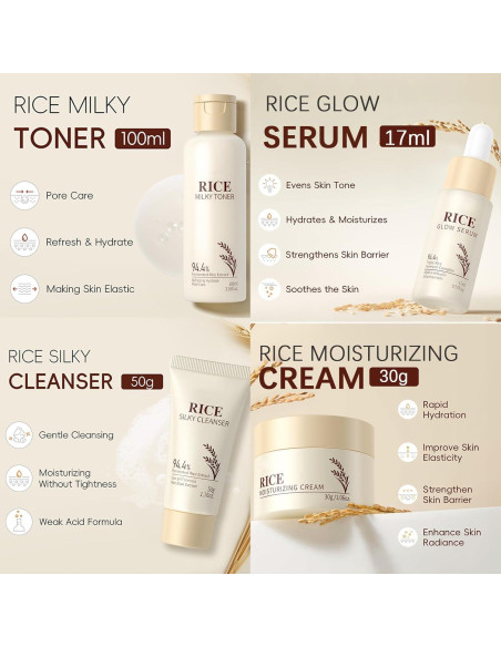 Kit de Cuidado de Piel de Arroz Evolvique para Adolescentes 10-12 Años