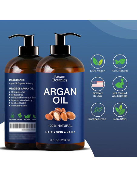 Aceite de Argan Nexon Botanics 236.6 ml - Hidratante Piel y Cabello