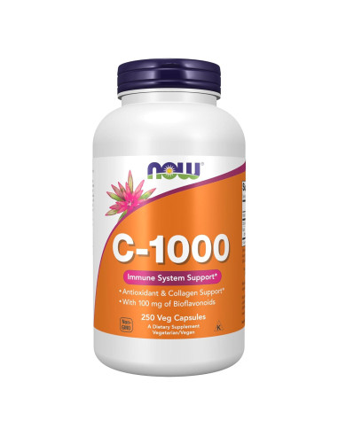 Vitamina C 1000 mg NOW Foods con Bioflavonoides 250 Cápsulas Veganas
