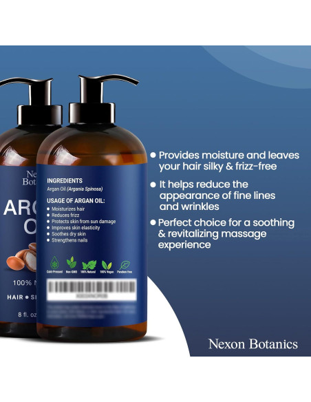 Aceite de Argan Nexon Botanics 236.6 ml - Hidratante Piel y Cabello