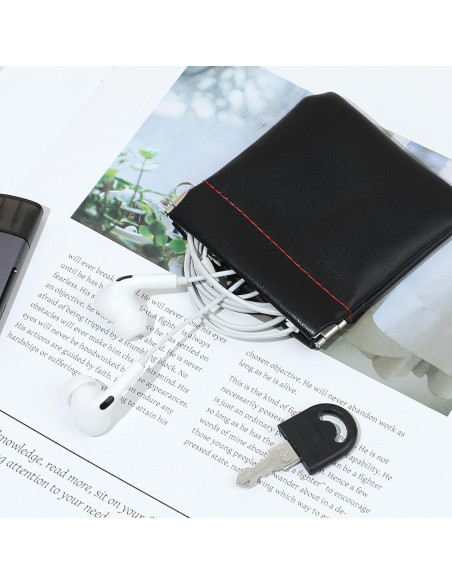 Funda para Auriculares Molain 4Pcs Cuero PU Negro Compacta