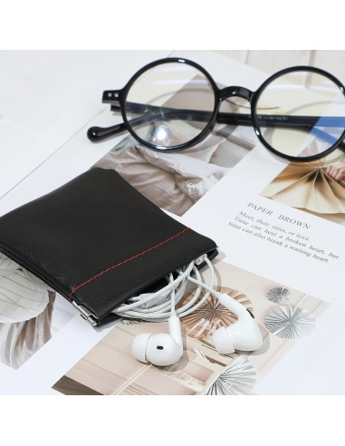 Funda para Auriculares Molain 4Pcs Cuero PU Negro Compacta