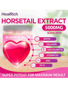 Gomitas Veganas HealRich con Cola de Caballo y Colágeno 170g 2