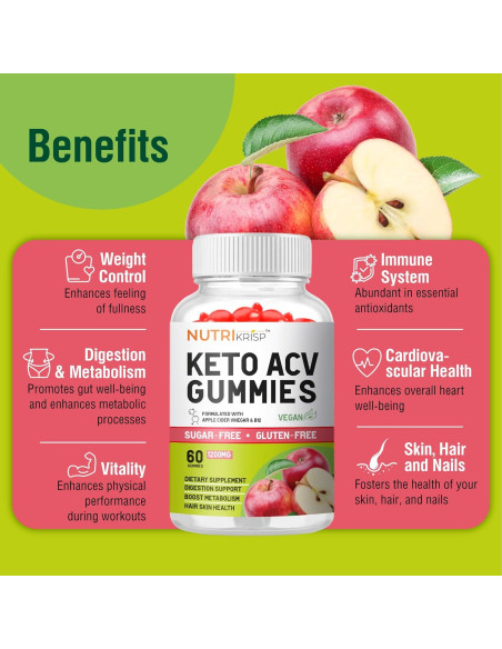 Gomitas de Vinagre de Sidra de Manzana NutriKrisp 1200MG