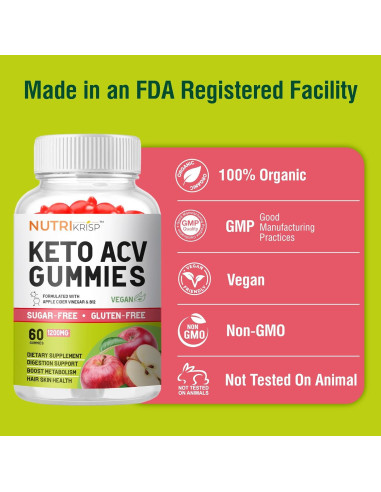 Gomitas de Vinagre de Sidra de Manzana NutriKrisp 1200MG