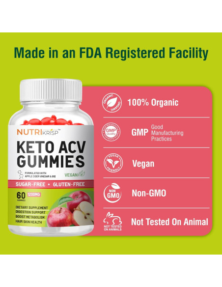 Gomitas de Vinagre de Sidra de Manzana NutriKrisp 1200MG