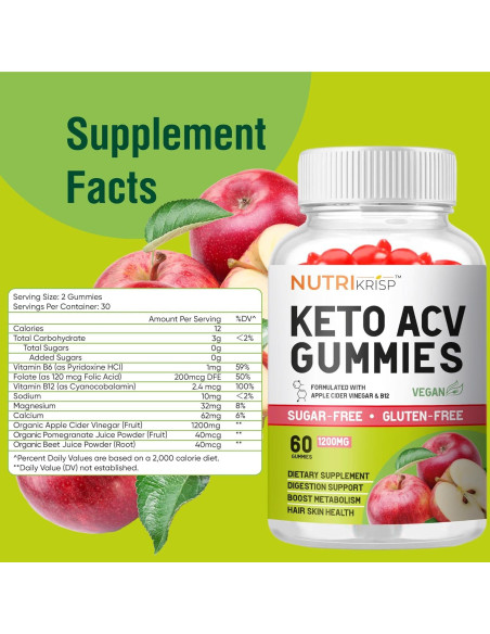 Gomitas de Vinagre de Sidra de Manzana NutriKrisp 1200MG