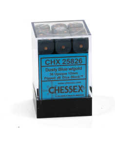 Juego de Dados D6 Chessex Azul Polvoriento y Cobre - 36 Piezas 2