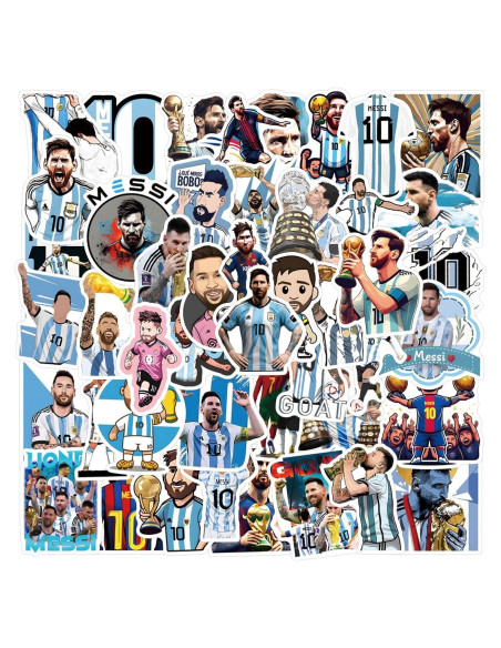 50 Calcomanías de Fútbol Messi - Impermeables y DIY