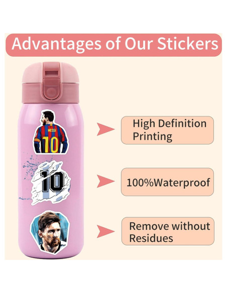 50 Calcomanías de Fútbol Messi - Impermeables y DIY