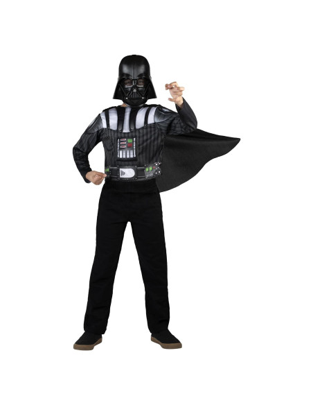 Disfraz juvenil Darth Vader con pecho muscular y máscara - Talla S