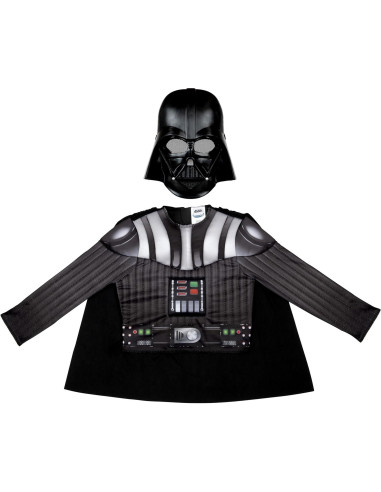 Disfraz juvenil Darth Vader con pecho muscular y máscara - Talla S
