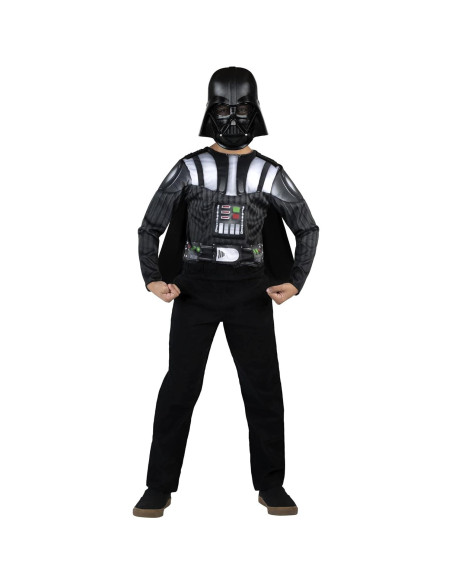 Disfraz juvenil Darth Vader con pecho muscular y máscara - Talla S
