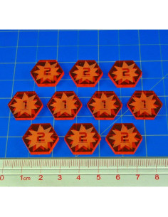 Fichas de Caza Espacial LITKO 2da Edición - 10 Fichas de Daño 1-2 2