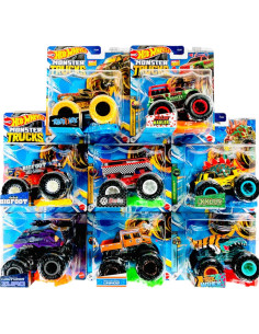Conjunto de 8 Vehículos de Juguete Hot Wheels Monster Trucks 2