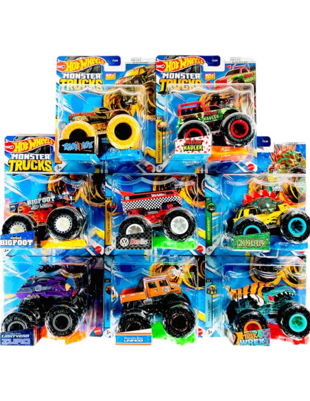Conjunto de 8 Vehículos de Juguete Hot Wheels Monster Trucks