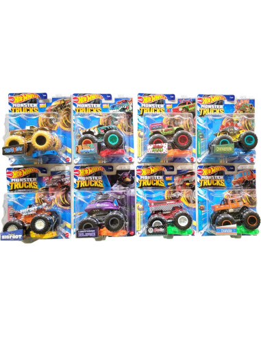 Conjunto de 8 Vehículos de Juguete Hot Wheels Monster Trucks
