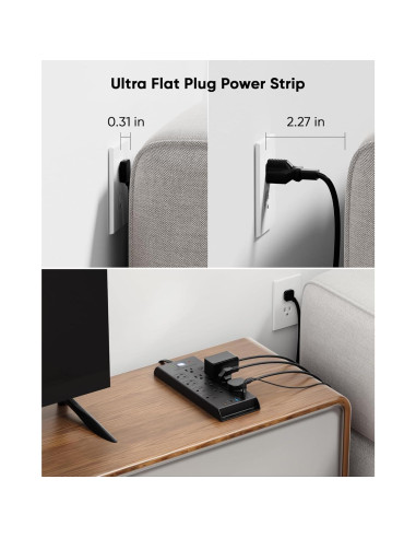 Regleta de Enchufes LeZone 3m 12 Salidas 2 USB-C Protector 4800J