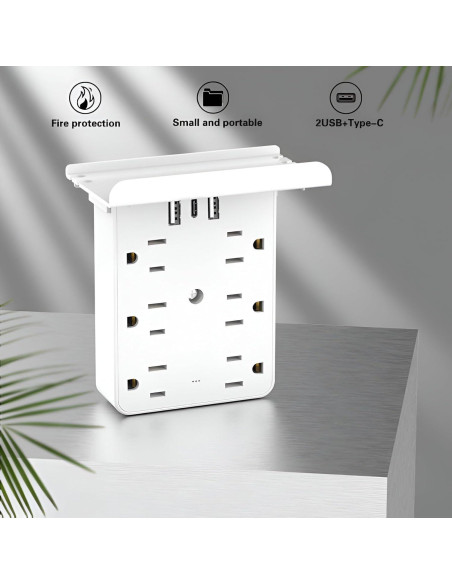 Extensor de Enchufe de Pared con 6 Salidas AC y 3 USB - SP-805