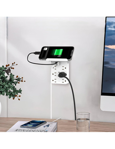 Extensor de Enchufe de Pared con 6 Salidas AC y 3 USB - SP-805