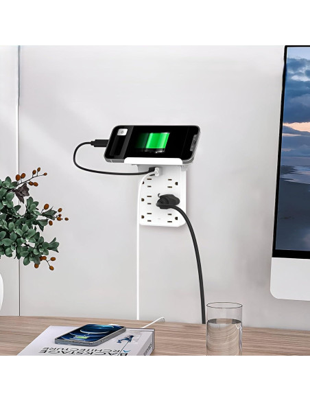 Extensor de Enchufe de Pared con 6 Salidas AC y 3 USB - SP-805