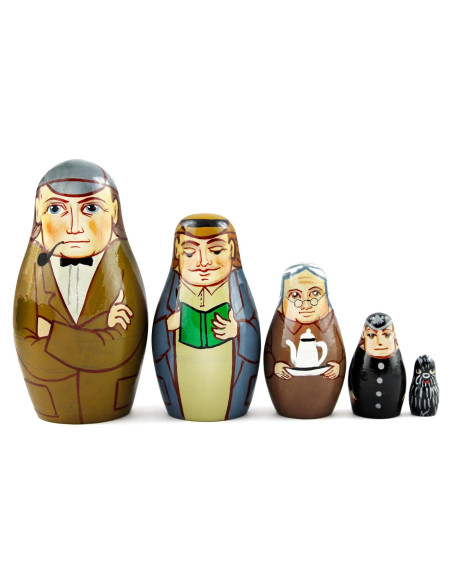 Muñecas Matryoshka de Madera Pintadas a Mano - 5 Piezas