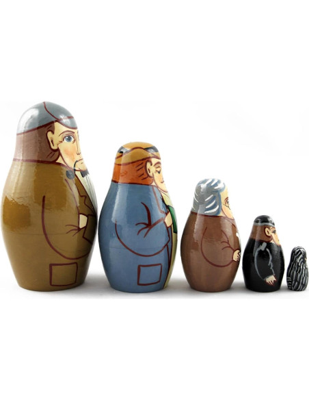 Muñecas Matryoshka de Madera Pintadas a Mano - 5 Piezas