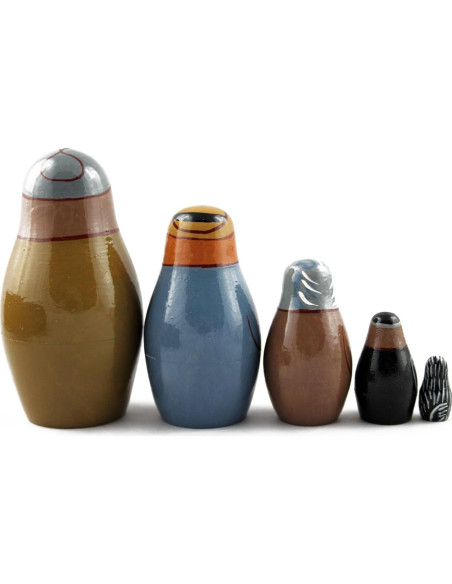 Muñecas Matryoshka de Madera Pintadas a Mano - 5 Piezas