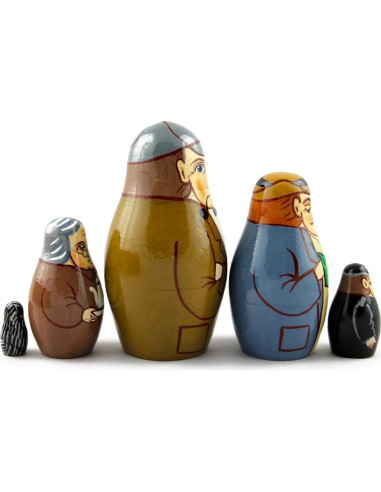 Muñecas Matryoshka de Madera Pintadas a Mano - 5 Piezas