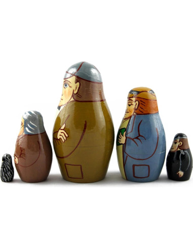 Muñecas Matryoshka de Madera Pintadas a Mano - 5 Piezas