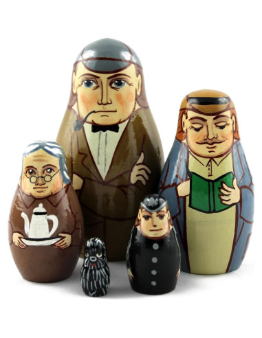 Muñecas Matryoshka de Madera Pintadas a Mano - 5 Piezas