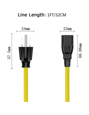 Adaptador de Enchufe AC 12AWG 15A a 20A Guoxu 32cm