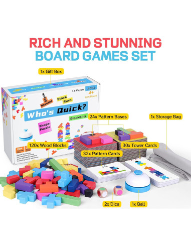 Juego de Bloques de Madera 120 Piezas Azul - Shenzhen Huiwei